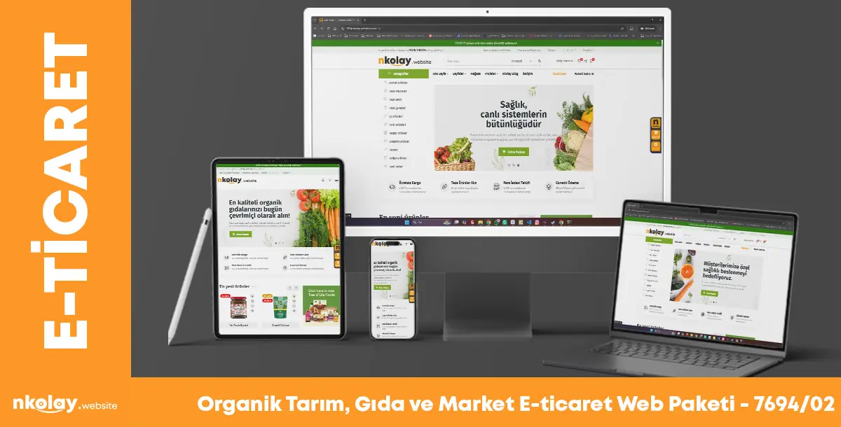 Organik Tarım, Gıda ve Market Ürünleri E-ticaret Web Paketi (SKU:7694-02)