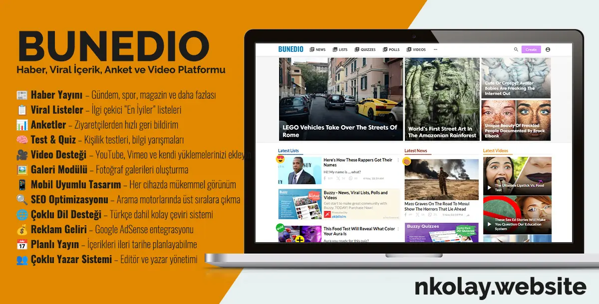 BUNEDIO – Haber, Viral Listeler, Anket ve Video Platformu