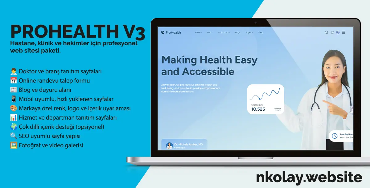 ProHealth 3 – Sağlık & Klinik Web Sitesi Paketi