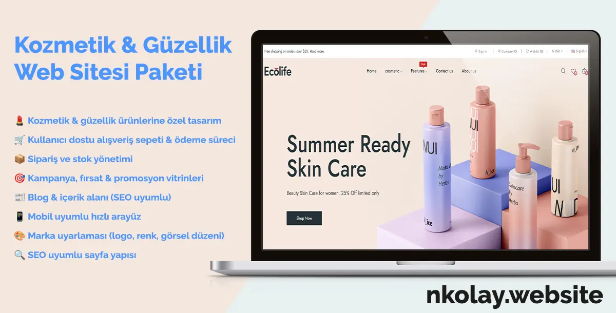 Kozmetik & Güzellik Web Sitesi Paketi 2