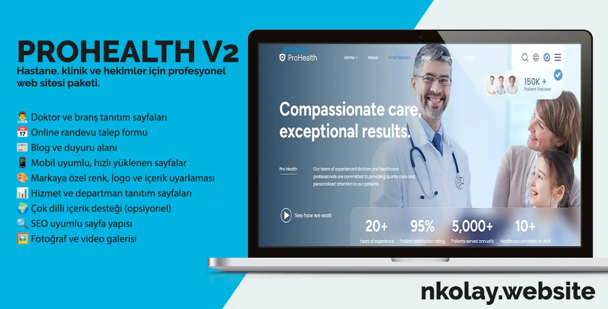ProHealth 2 – Sağlık & Klinik Web Sitesi Paketi