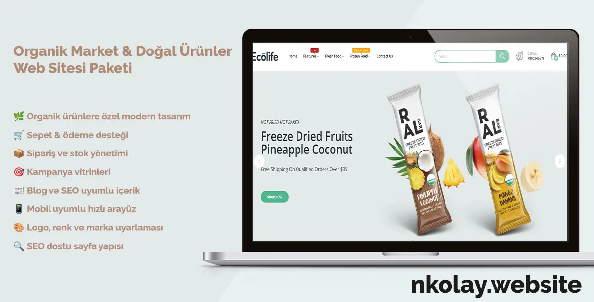 Organik Market & Doğal Ürünler Web Sitesi Paketi