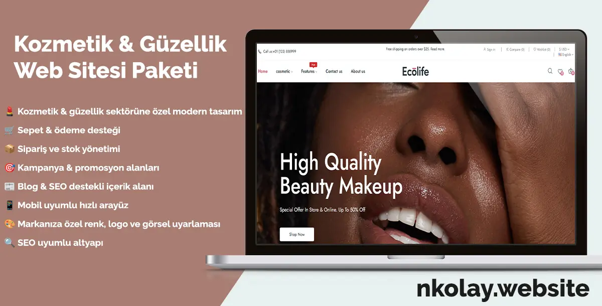 Kozmetik & Güzellik Web Sitesi Paketi