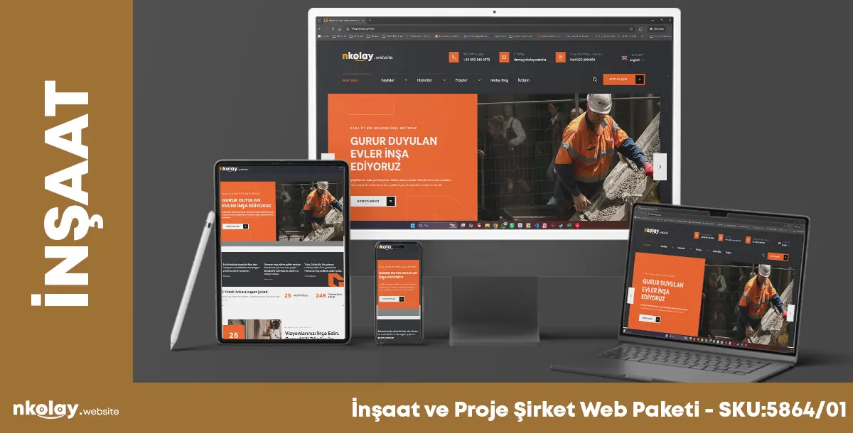 İnşaat ve Proje Şirket Web Paketi (SKU:5864-01)