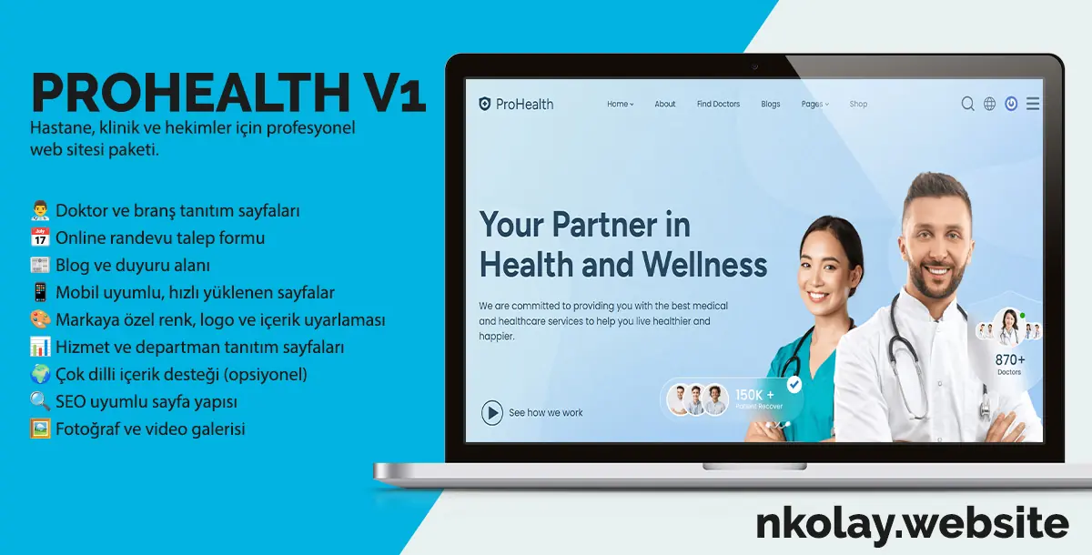 ProHealth 1 – Sağlık & Klinik Web Sitesi Paketi